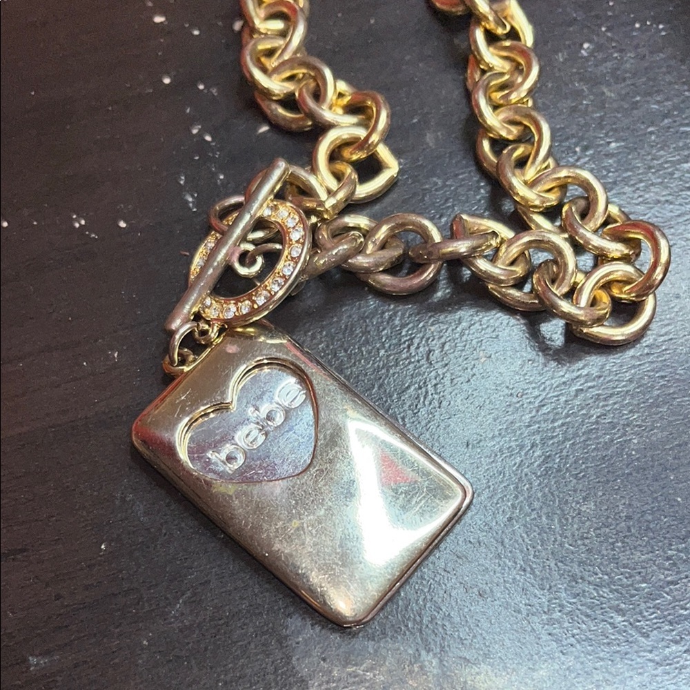 Bebe Gold and Silver Heart Pendant Necklace